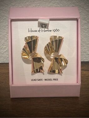 House of Harlow 1960 Gold Sculptural Ribbon Earrings